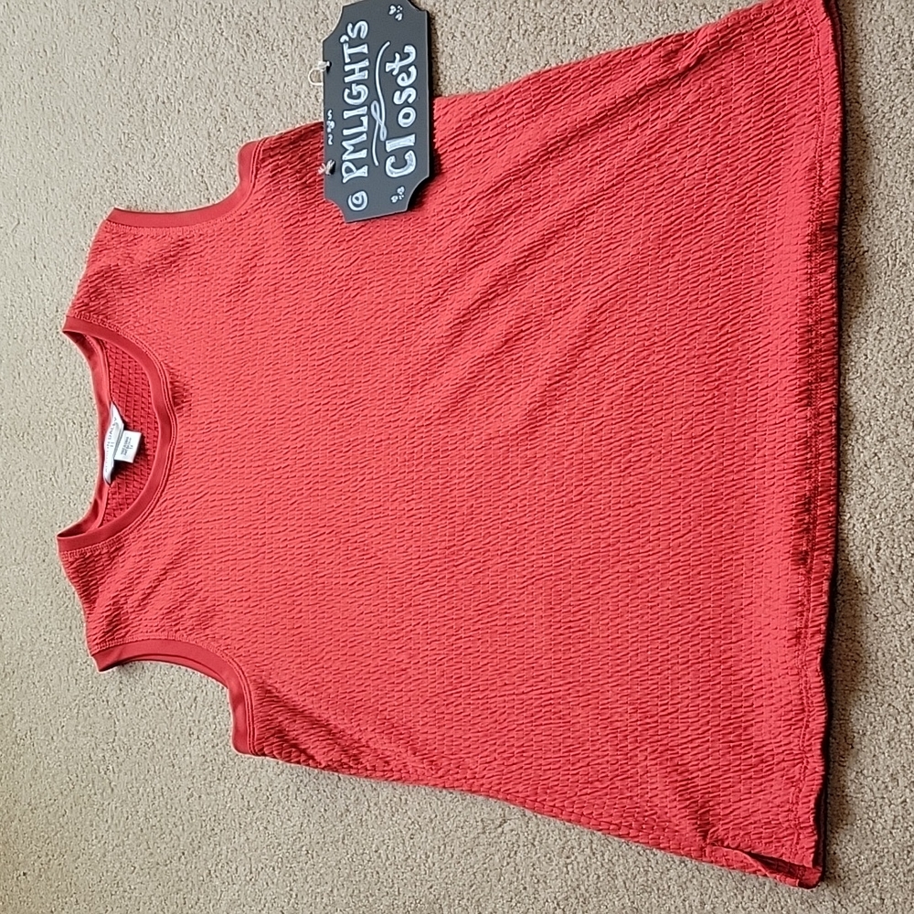 Allison Daley II Sleeveless Tank Top Orange 1X Gathered